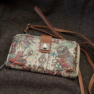Sakroots Floral Owl Print Smartphone Crossbody Bag